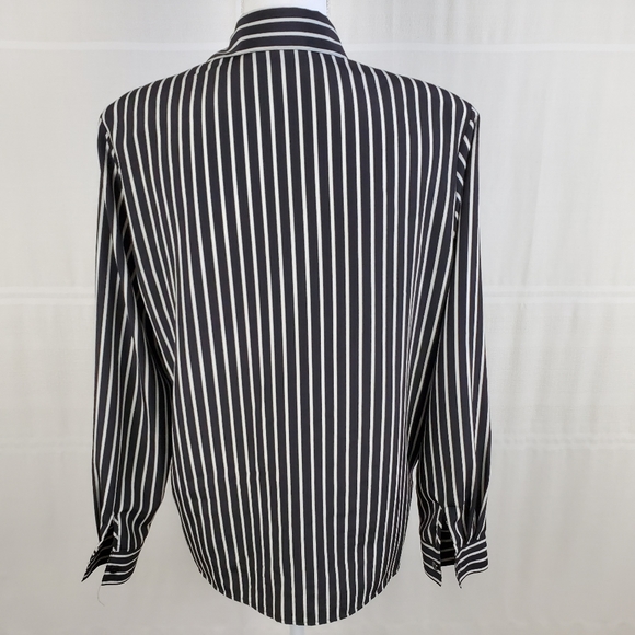 Vintage 80s long sleeve oversized striped blouse - Picture 2 of 10